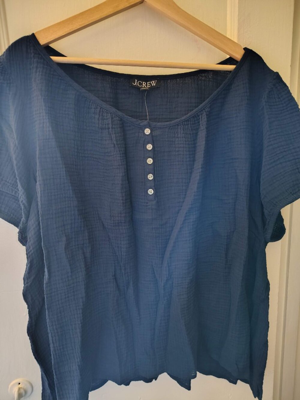 J. Crew Navy Puff Sleeve Top, 2X